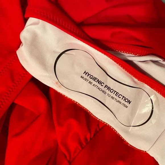 NWT Vibrant Red One Piece Swimsuit with Halter Neckline. Size S. - Picture 4 of 5